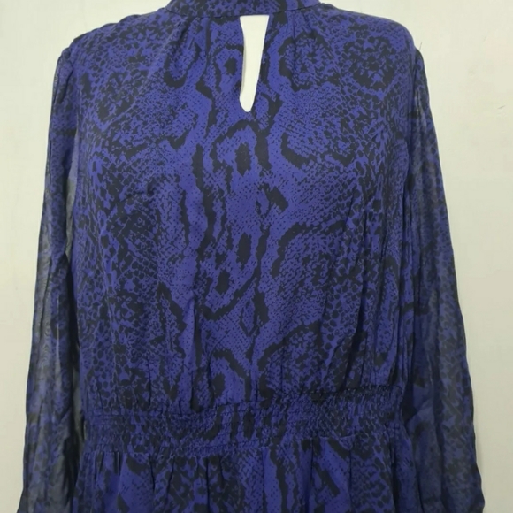 Next blue animal print dress size 22 semi sheer long sleeves - Picture 5 of 7